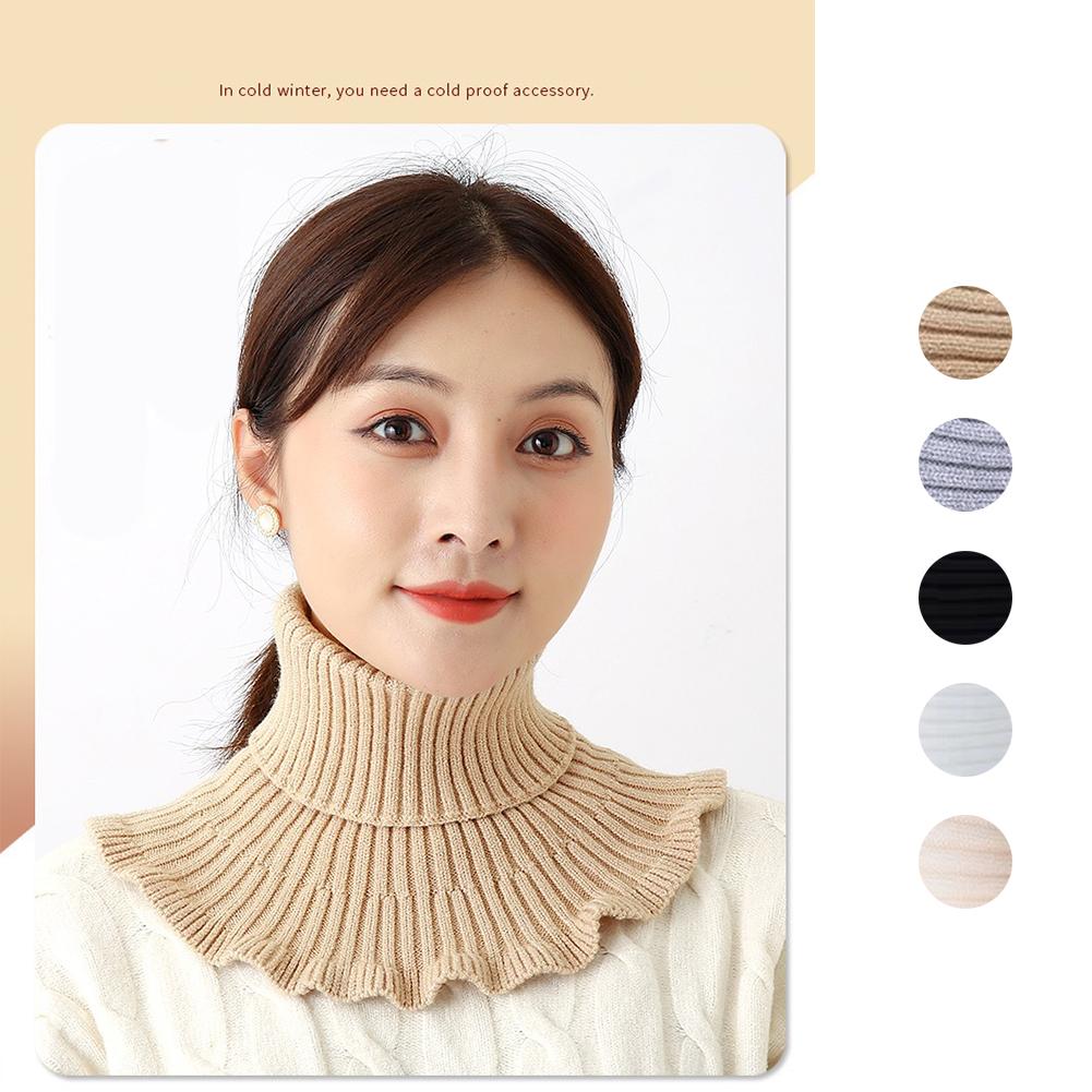 Neck Scarf Women Turtleneck Knitted False Fake Collar Detachable Scarf Warm Winter Windproof Wrap Scarf Ruffles