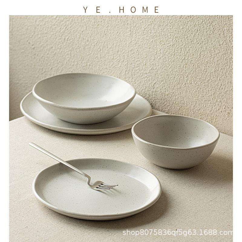 Gypsy Series Japanese Retro Irregular Bowls, Ceramic Salad Bowls, Vegetable Plates, Steak Plates, Household Tableware, Vegetable Bowls