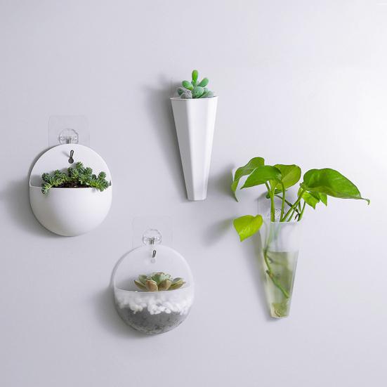 Hanging Flowerpot Eco-friendly Punch-free Plastic Hydroponic Wall Plant Vase for Garden