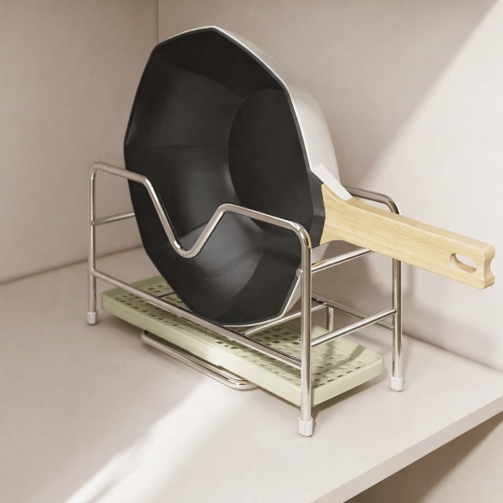 Space Saving Pot Pan Lid Holder Rustproof Pot Lid Rack Stable Cookware Storage Rack  Cabinet