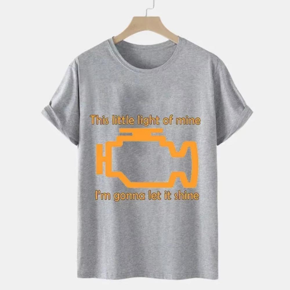 2023 Tee Shirts for Men Check Engine Let It Shine Mechanic Funny Design T-shirt Short Sleeve Tops Men Women T-shirt Tee Oversize