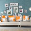 HOSTECCO Orange and Grey Throw Pillow Covers 18x18 Inch Set of 4 Orange Abstract Art Pillow Cases Contemporary Square Decorative Cushion Covers for