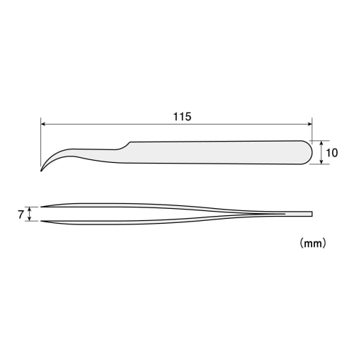 HOZAN Curved Tweezers, Stainless Steel, 115mm Long, 18g Weight, 7mm Opening, P-882