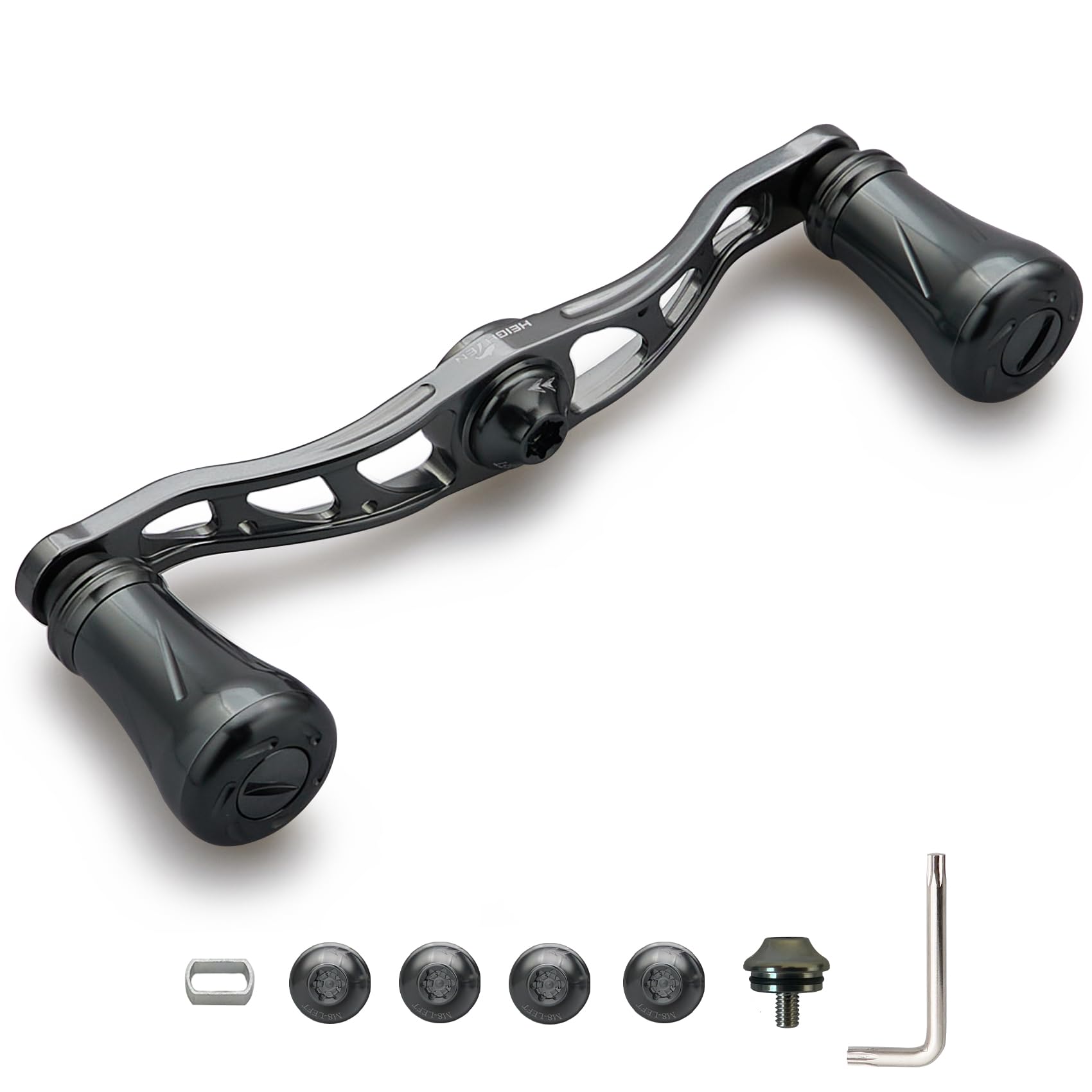 

HEIGHTEN Reel Handle with 19mm Compatible with and Abu Garcia Baitcasting Arch Pillar Series Dark 88mm/90mm/105mm Knob, Shimano, Daiwa, Reels, (105mm