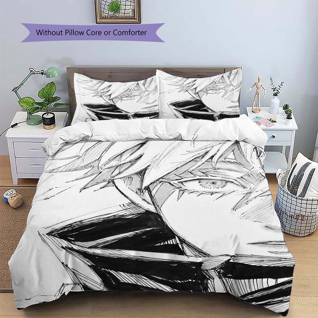 Jujutsu Kaisen Daily Use Bedding Patterned Duvet Cover Set & Case Nice Fan Gift Anime Style Bedroom Ornament Decoration -xia110