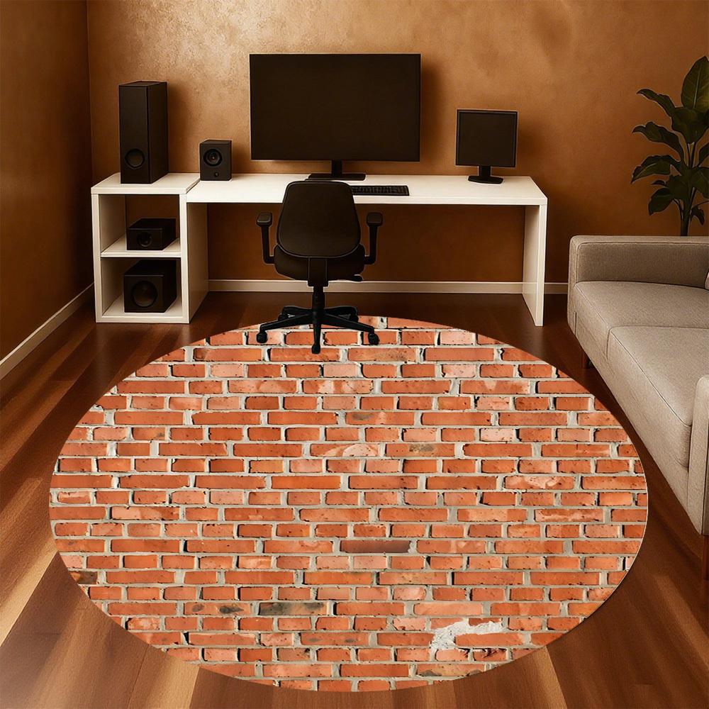 1pc brick wall Round Chair mat Area Rug - Non-Slip, Floor Mat for Office, Bedroom, and Indoor Decor c1125280