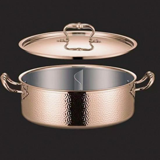 Golden Maple Leaf 304 Stainless Steel Hot Pot with Lid, Hammer Pattern, Three-Layer, Large Capacity, Universal Design, Clear Soup Divider.