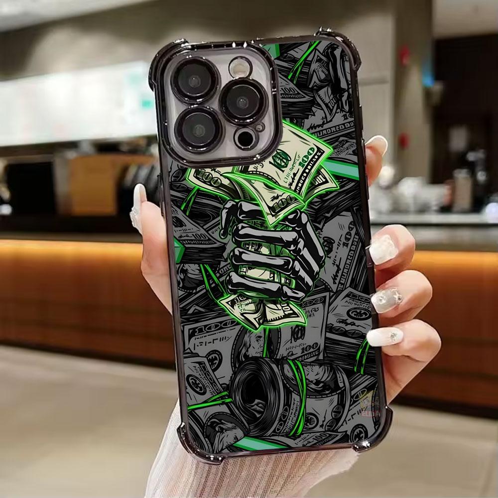 Black Dollar Time Is Money Phone Case for iPhone 11 13 15 16 17 Pro Max 14 Plus 17Air 16E 13 Pro 12 Mini 17Pro Soft Clear Cover