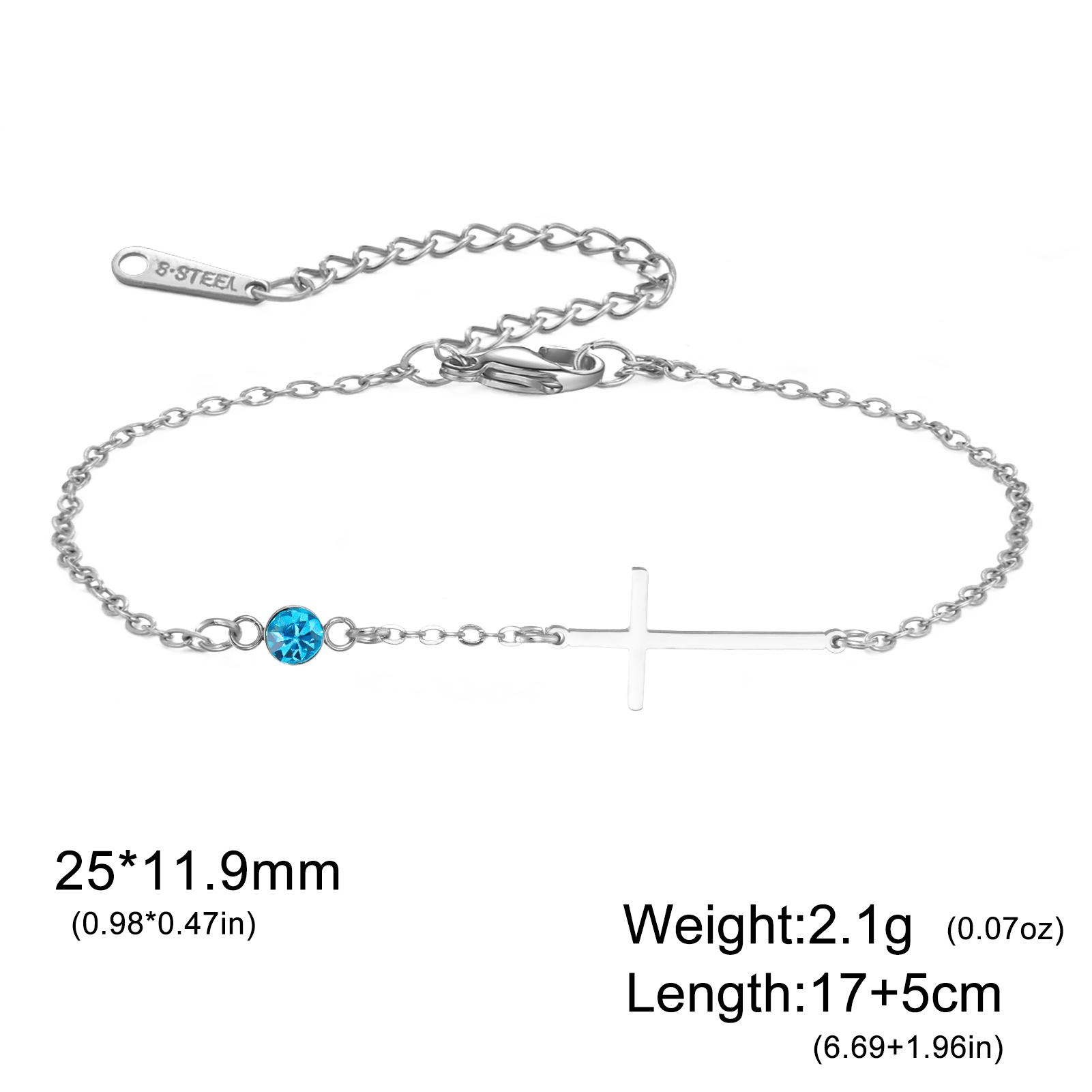 

Teamer Blue Zircon Cross Bracelet For Woman Girls Stainless Steel Bracelet Summer Minimalist Lucky Jewelry Birthday Gift 2026 17-22cm