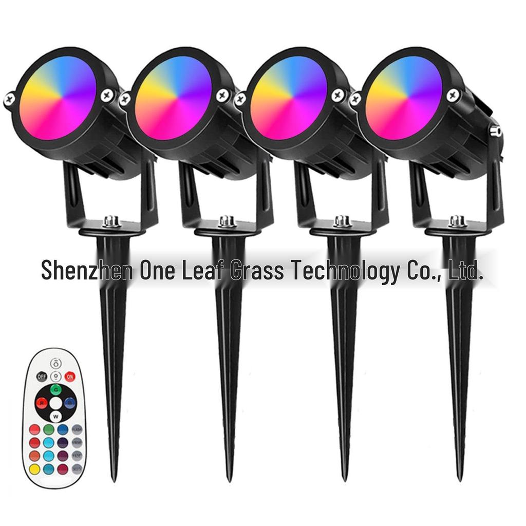RGBW 12V Landscape Light: Colorful Plug-in Strip with Remote Control, Spotlight, and Courtyard Projector for Lawn Lighting.