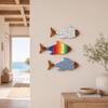 3Pcs/Set Wooden Fish Coastal Wall Art, Rustic Handcrafted Fish Wall Decor, Nautical Fish Wall Sculpture for Living Room, Beach Lake House