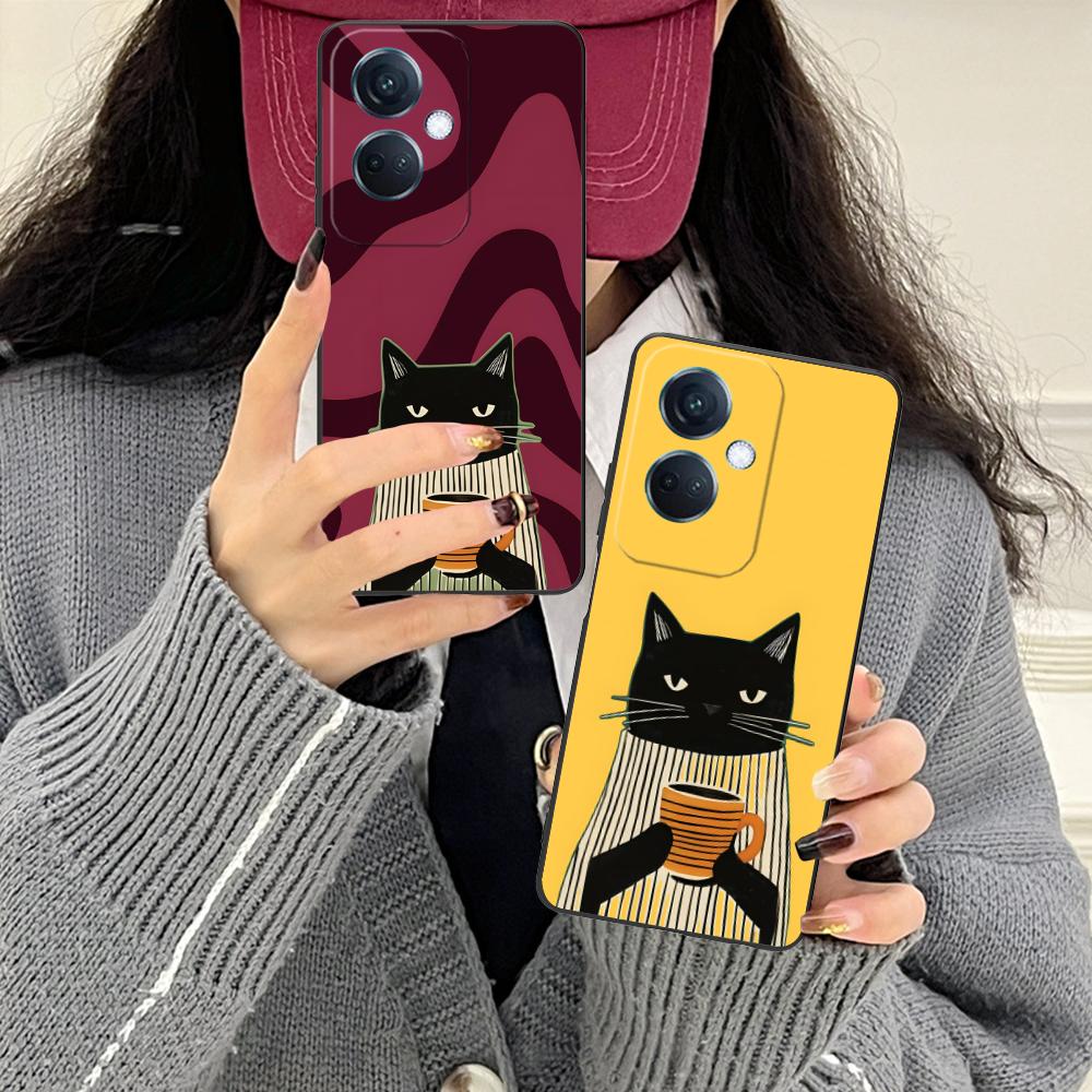 Cute Coffee Cat Matte TPU Mobile Phone Case for OPPO Find X9 X8 X7 X6 X5 X3 X2 Plus s Pro Ultra Lite Colorful Printing Cover