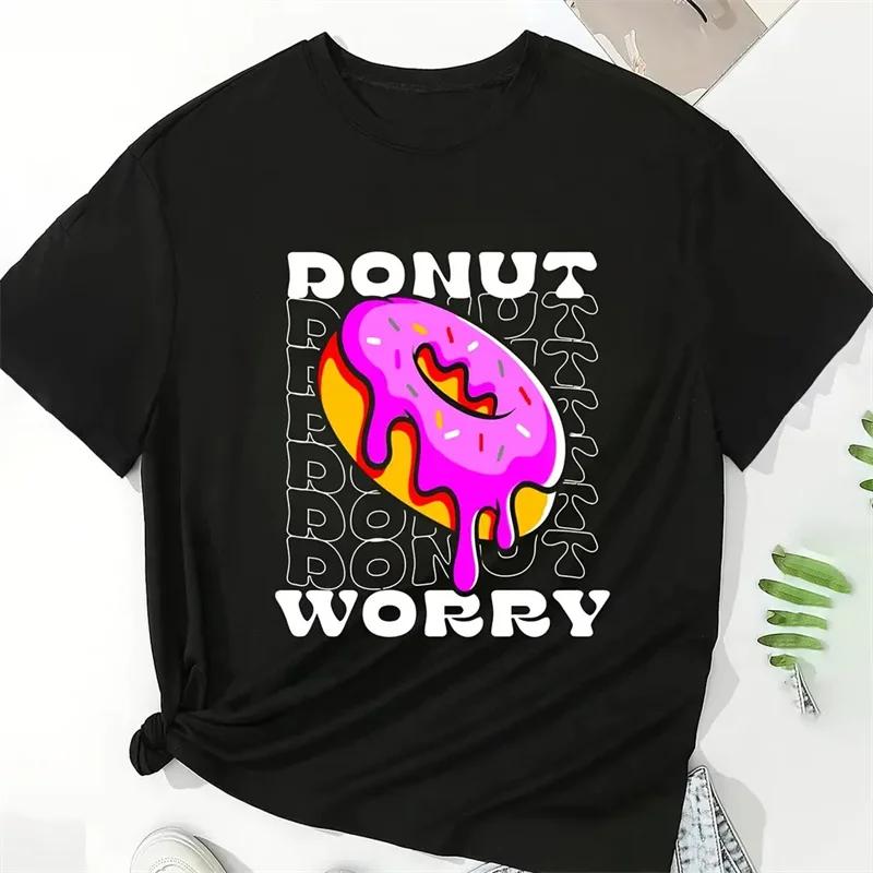 Casual Donuts Cartoon Graphic T Shirt for  Clothing Fashion  Print Doughnut Short Sleeve T-shirt Loungewear Pajama  Tops