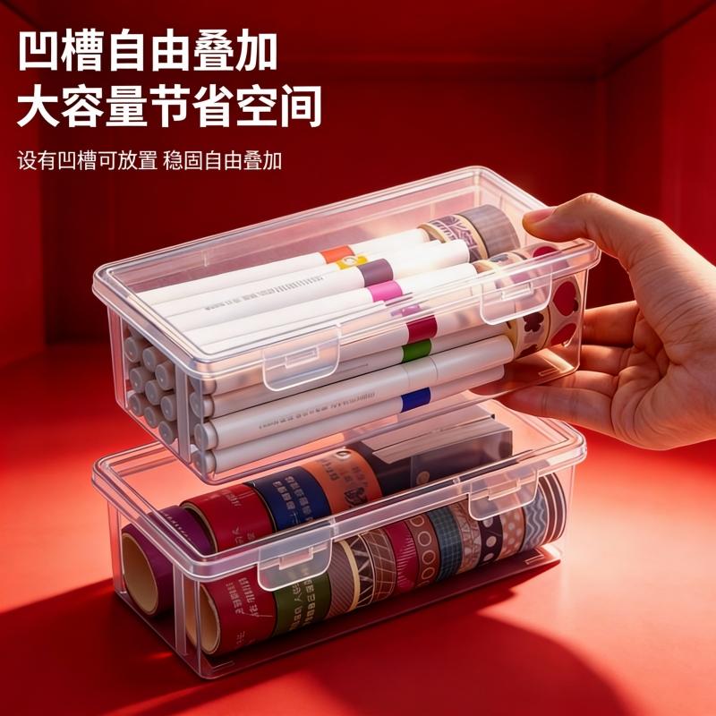 Large Capacity Transparent Pencil Storage Box Stationery Organizer For Kids Students
