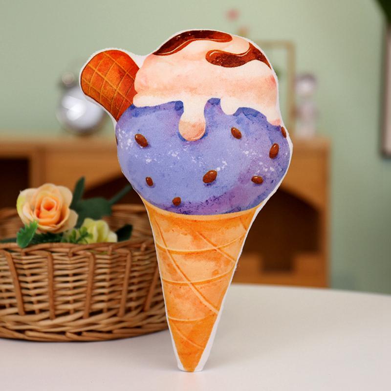 3D Sweet Ice Cream Pillow Simulated Ice Cream Cushion Car Waist Support Cushion Soft Plush Stuffed Doll Toys Creative Pillow
