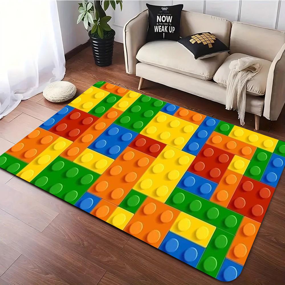 Bunter Baustein Teppich Kinder Spielmatte Wohnzimmer Teppiche Schlafzimmer Nachttisch Weicher Teppich Kinderzimmer Krabbelbodenmatte Flur Teppich