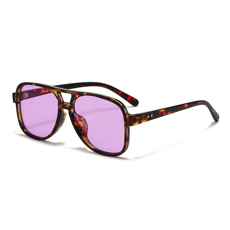 European Retro Double-Bridge Oversized Sunglasses with Rivets - Celebrity-Inspired Fashion Driving Glasses