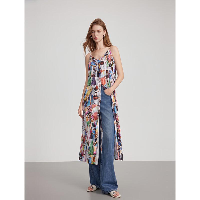 ELLE French Retro Print Camisole Dress S