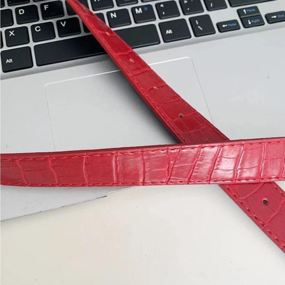 Red Jeans Belt PU Women's Waistband Fashion Needle Buckle Belt  Decoration Belt