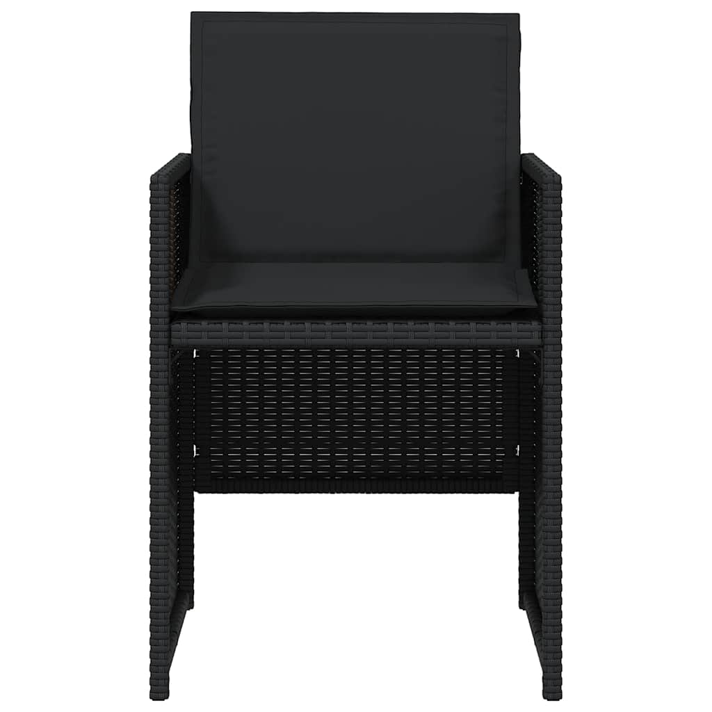 5 Piece Outdoor Dining Set with Cushions Black Poly Rattan