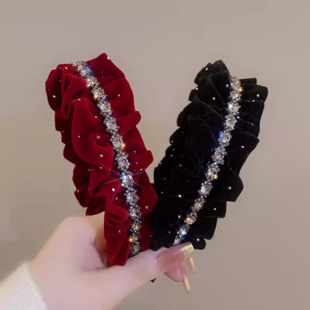 Elegant Shiny Rhinestone Headband French Style Women Sequin Hairband  Banquet