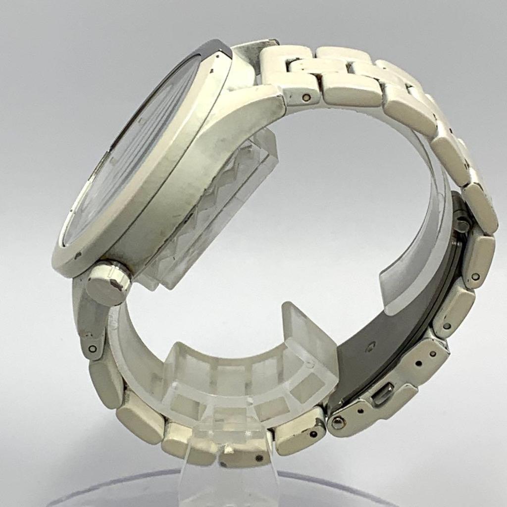 Used 127 [Battery replaced and cleaned] Working item NIXON men's watch Nixon adidas white rotating bezel screw pack quartz