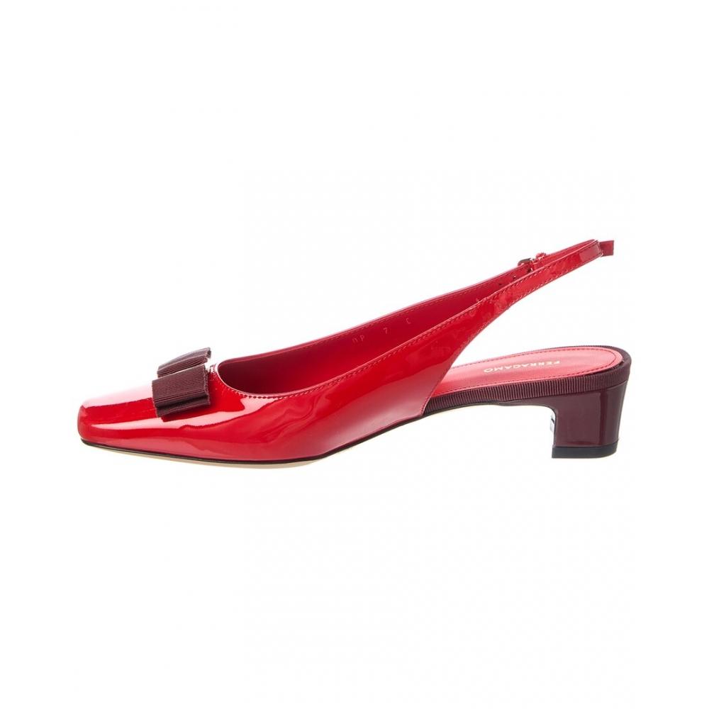 Salvatore Ferragamo Rivada Patent Slingback Pump Red
