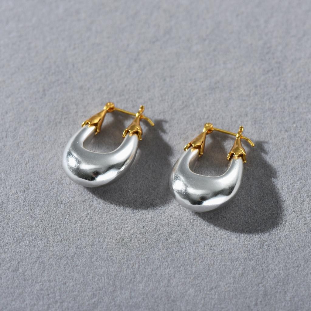 Premium Metal Texture Fashionable U-Shaped Ear Buckle Earrings Niche Design Trend Temperament Color Matching Earrings