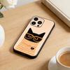 Striped Shirt Coffee Cat Phone Case For iPhone 17 16 15 14 13 12 Max Plus Silicone Black Cover