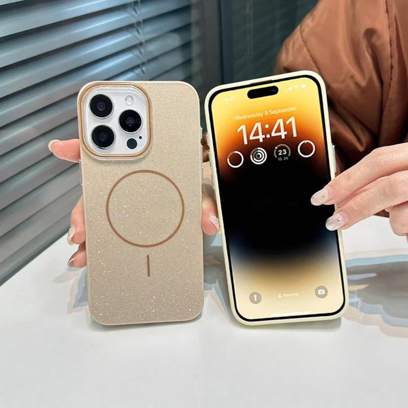 Applicable To Apple 16 Thin Circle Magnetic Suction Phone Case Official Glitter Powder IPhone 15 ProMax Premium Sense 14 Protection Case