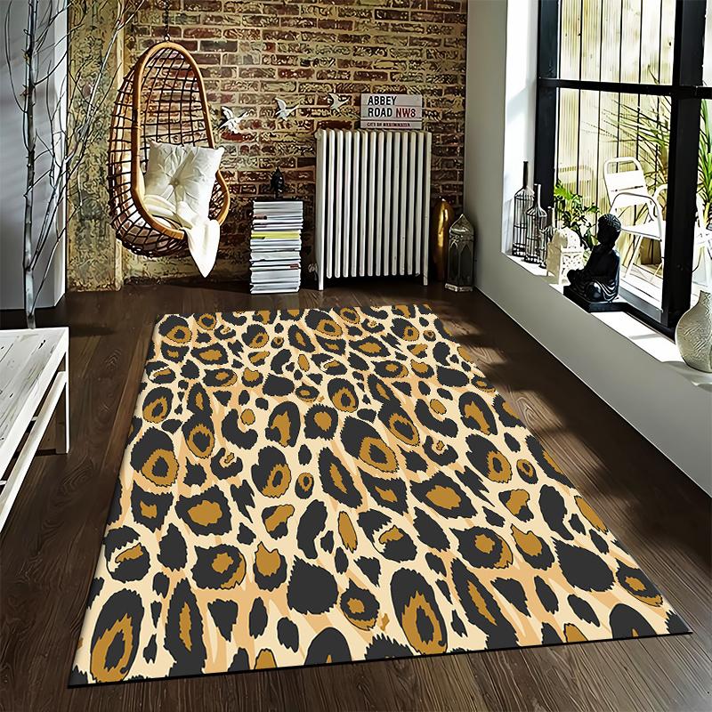 Leopard Print Carpet Pattern with Distressed Brown Spots and Beige Background Style Suitable for Use As an Anti-slip    for    Room and Bedroom Sofas