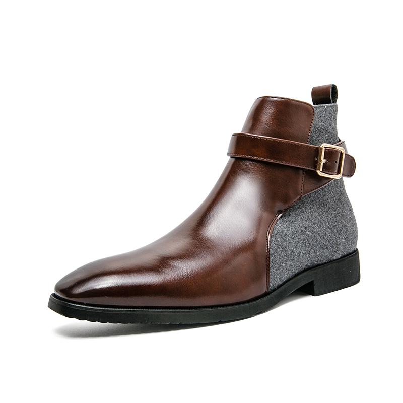 

Fashion 2025 Men s Chelsea Boots Fashion Pointed Toe Wedding Shoes High Quality Winter Comfortable Business Men s Leather Short Boots 39 коричневый