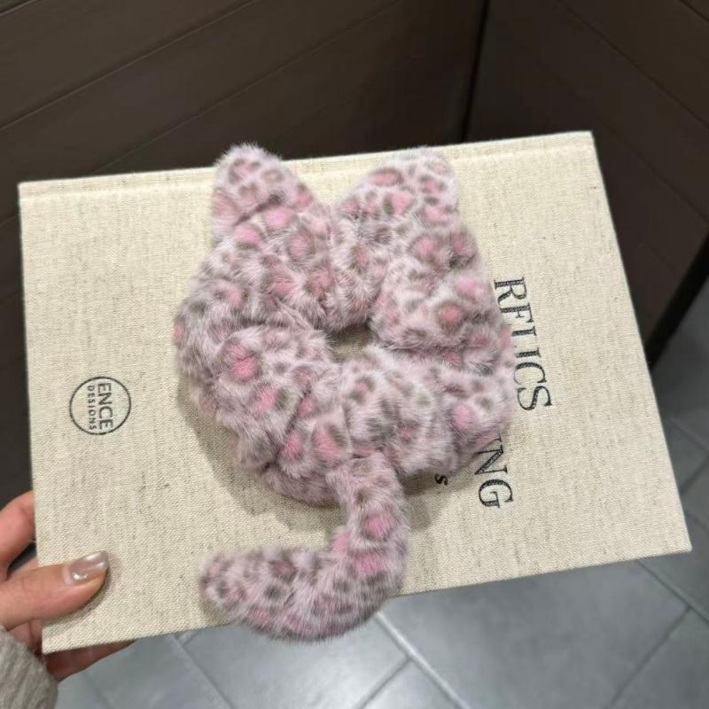 Cute Plush Kitten Hair Tie Sweet Cartoon Cat's Tail Scrunchies Hair Rope Back Of The Head Headband Hair Accessory Gift