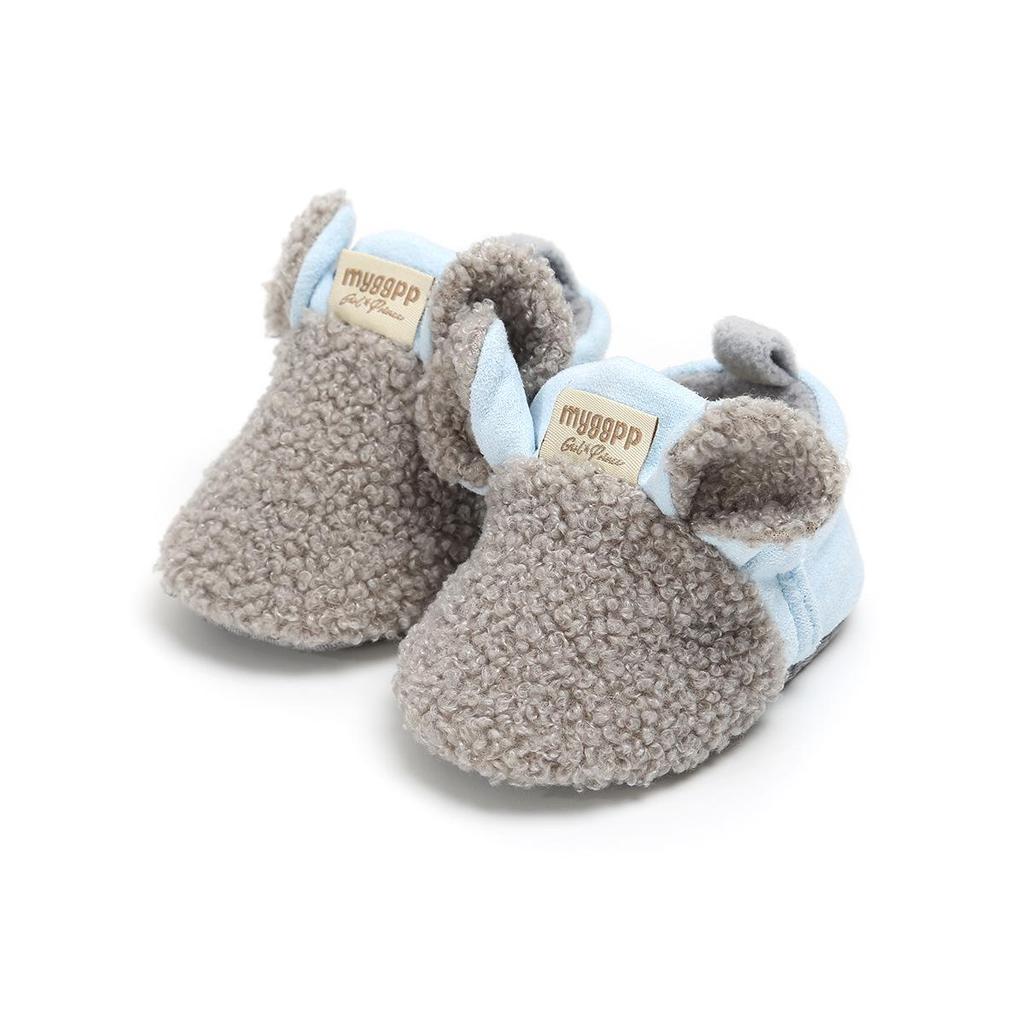 Unisex Cartoon Winter Baby Velcro Cotton Shoes, Soft Sole, Warm for Toddlers Aged 0-1 Year