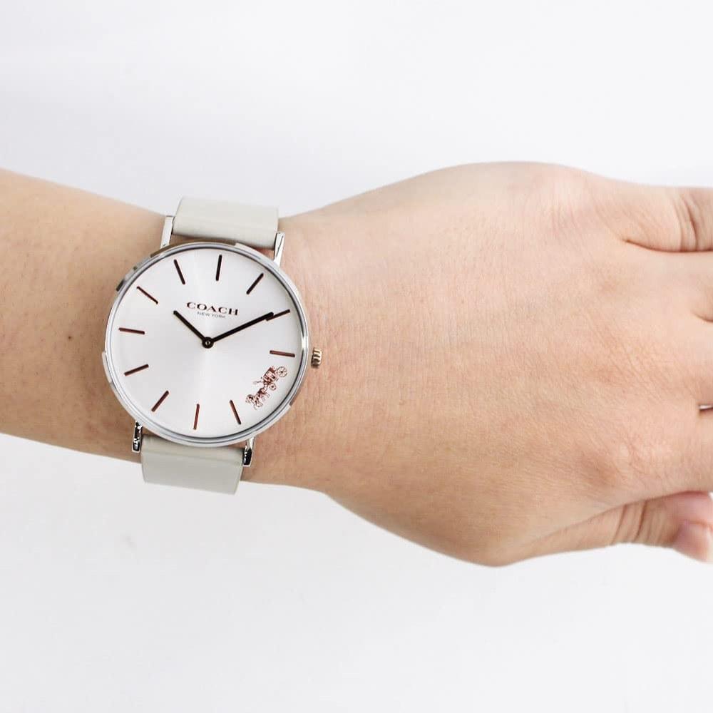 Coach Perry 36mm Leather Belt Wristwatch Silver Gray Ladies 14503116