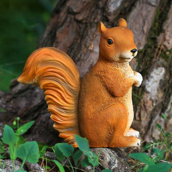 Realistische Eichhörnchen-Figur 20 cm Harz Waldtier-Statue für Innen Außen Garten Hof Terrasse Haus Tischdekoration