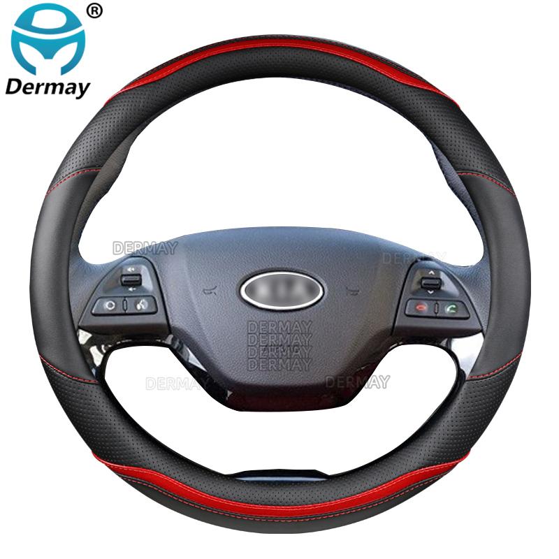 For Kia Picanto Morning Picanto GT-Line X-Line Car Steering Wheel Cover Microfiber Leather + Carbon Fiber Auto Accessories
