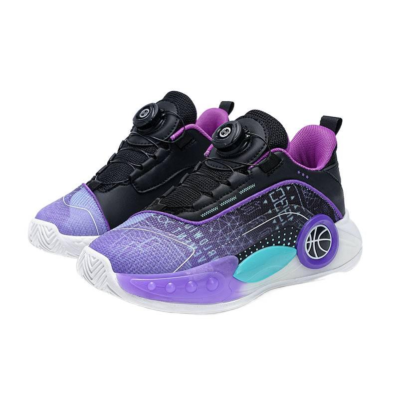 Children's basketball shoes 2025 summer new breathable boys' actual combat sneakers medium and older children's rotating buckle sneakers