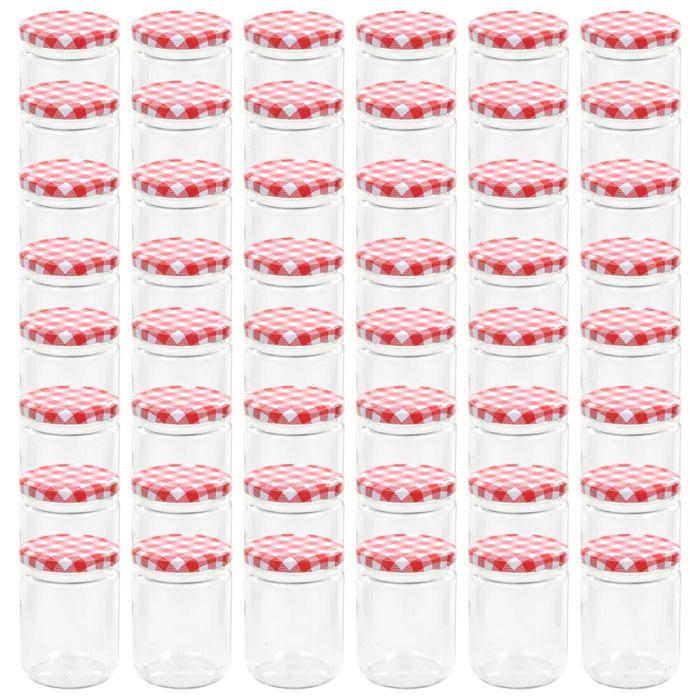 Jam Jars - VIDAXL - Red and White Lid - 230 Ml - Transparent Glass - 48 Pieces