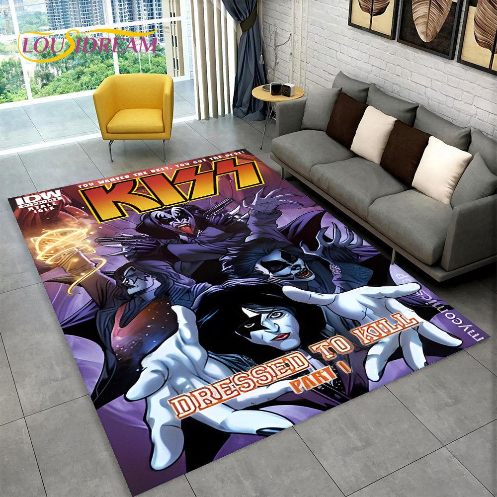 KISS Rock Band Retor Teppich, Teppich für Zuhause, Wohnzimmer, Schlafzimmer, Sofa, Fußmatte, Dekor, Küche, rutschfeste Bodenmatte Alfombra