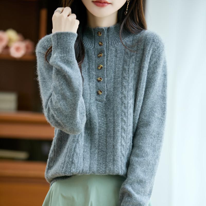 Women's Cashmere Sweater Qinghe Cashmere 30% Cashmere 70% Wool Autumn and Winter Pullover Warm and Fashionable