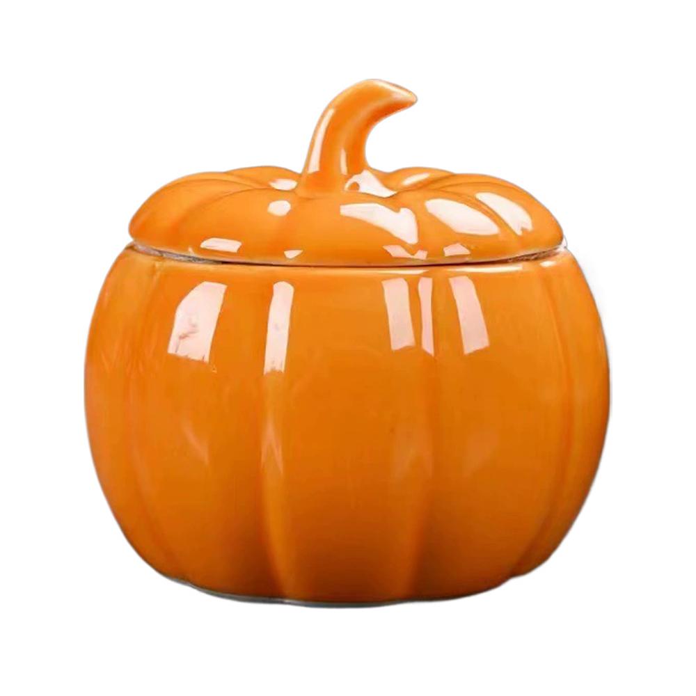 Keramik Kürbis Schüssel mit Deckel Erntefest Kürbis Glas Gewürz Vorratsglas Kürbis Luftdichter Behälter für Tee Zucker Kaffee S/L