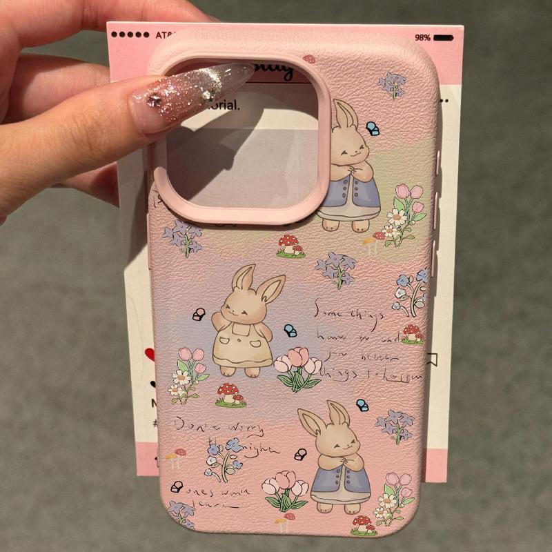 Applicable To Apple 16promax Mobile Phone Case Iphone12 Premium 15pro Leather Pattern 13 Rabbit 14 Cartoon