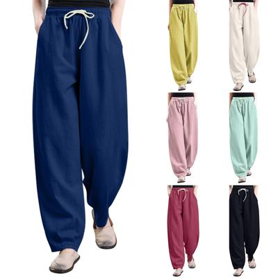 Pantaloni con Coulisse in Vita Tasche Oblique Pantaloni Casual Ampi Affusolati
