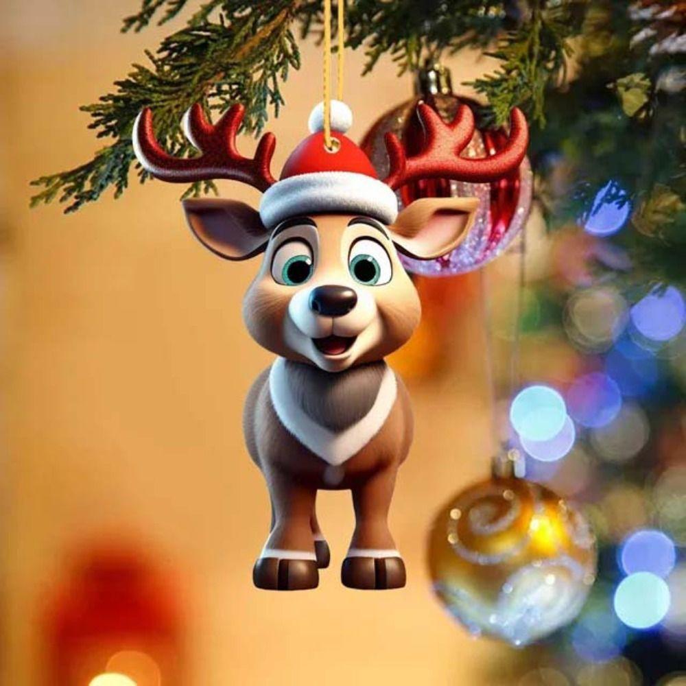 

Elk Deer Xmas Decoration Cute Car Hanging Ornaments Colorful Home Decor Gifts 6PCS