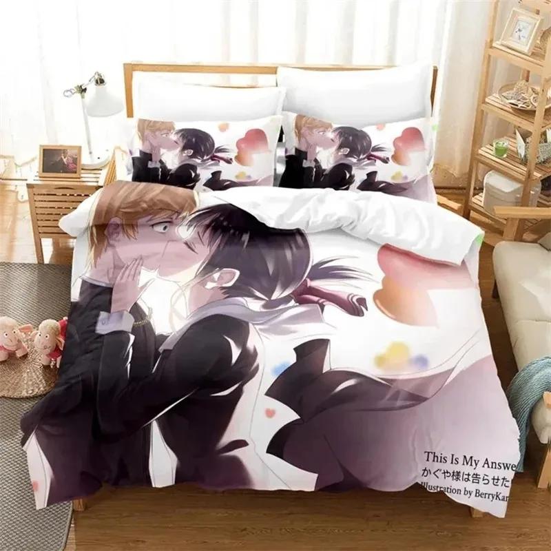3D Print Anime Kaguya-sama Love Is War Miss Huiye Comfortable Duvet Quilt Cover Pillowcase Bedding Set Decoration Home Textile