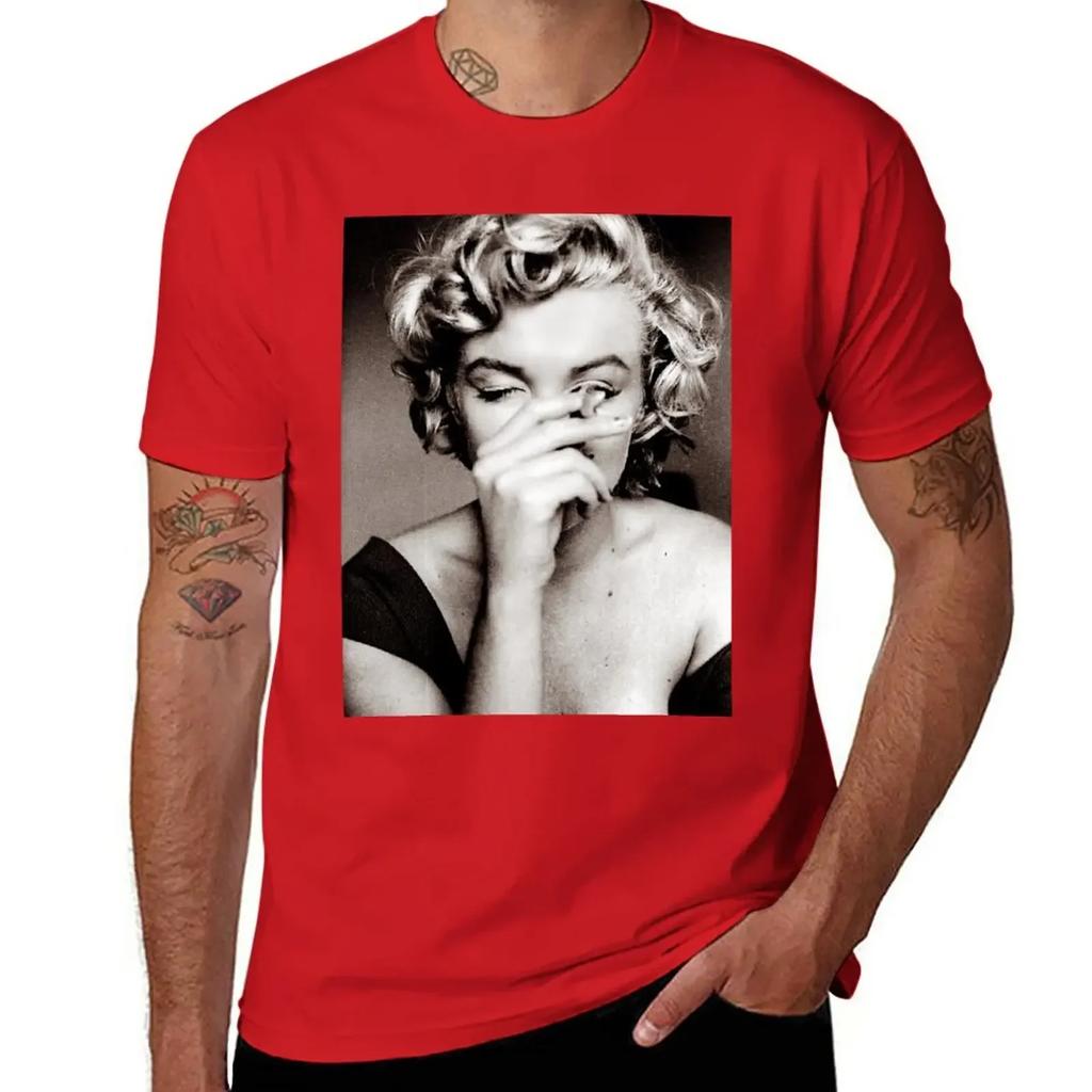 Candid Snap of Marilyn Monroe Smoking a Cigarette T-Shirt vintage clothes oversized fitted t shirts for men