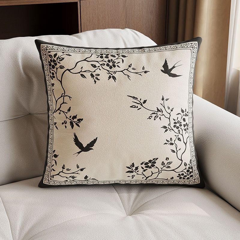 

New Chinese Retro Sofa Living Room Pillow Cover Cushion Cover Bedroom Bay Window Bedside Pillow Square Pillowcase 40x40cm 16x16in