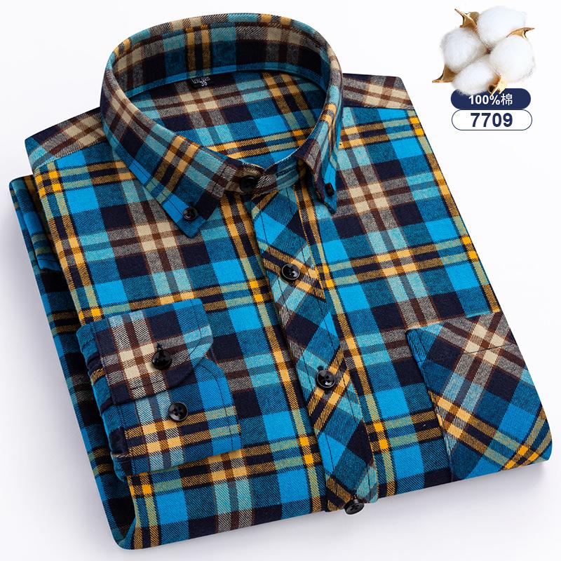 Plus Oversize 8xl Men's Flannel Shirts Men Long Sleeve Casual Comfortable Men's Plaid Shirt 100 Cotton Big Size Single Pocket