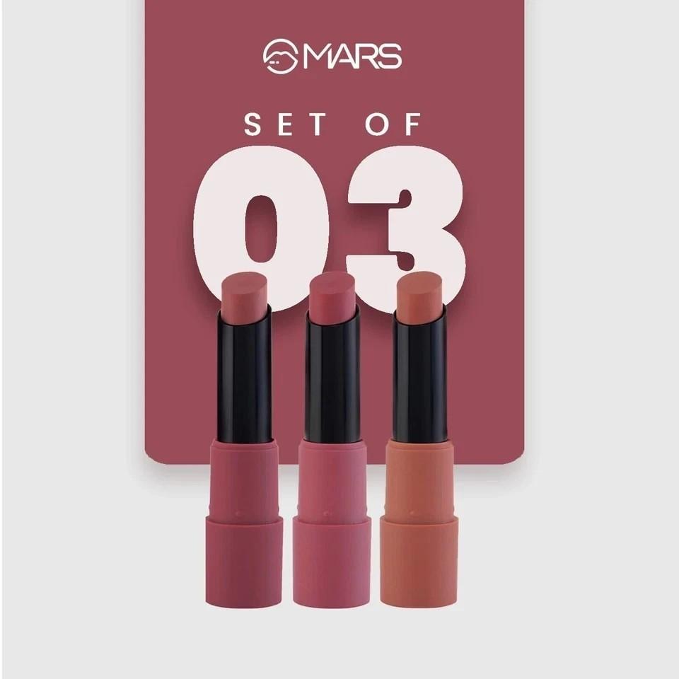 Mars Matte Box Set of 3 Lipsticks 3x3.2 gm - 02 Peaches & Nudes